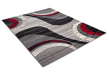 TAPISO Dream Tappeto Camera Soggiorno Salotto Moderno Grigio Rosso Crema Astratto A Pelo Corto 160 x 220 cm