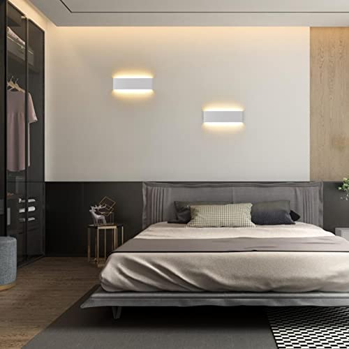 2 Applique Da Parete LED - 3W+3W, Luce Calda 3000K - Orientabile - Bianco