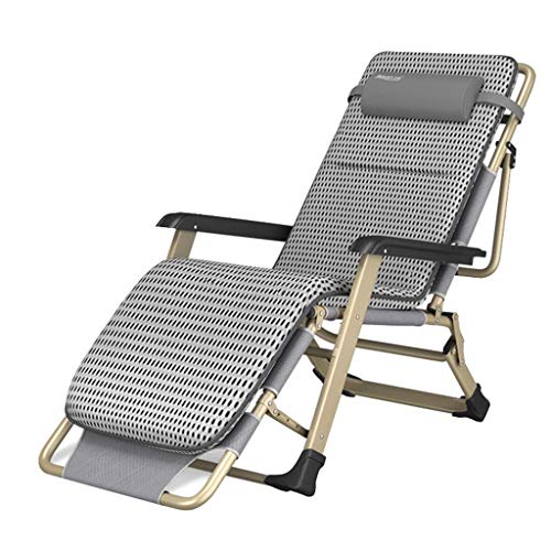 Lounger Lettino Prendisole reclinabile sedie a Sdraio Sedia da Giardino reclinabile terrazza Regolabile e Pieghevole, Grigio Max. 260 kg