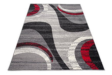 TAPISO Dream Tappeto Camera Soggiorno Salotto Moderno Grigio Rosso Crema Astratto A Pelo Corto 160 x 220 cm