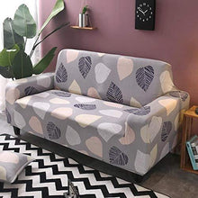 Copridivano Elasticizzato Stampa Copripoltrona Fodere Copridivani Elastico 4 Posti Sofa Mobili Protettore Copertura Divano Antiscivolo Modello foglia grigia Copridivano Elasticizzato - Arredi Casa