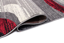 TAPISO Dream Tappeto Camera Soggiorno Salotto Moderno Grigio Rosso Crema Astratto A Pelo Corto 160 x 220 cm