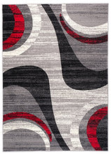 TAPISO Dream Tappeto Camera Soggiorno Salotto Moderno Grigio Rosso Crema Astratto A Pelo Corto 160 x 220 cm