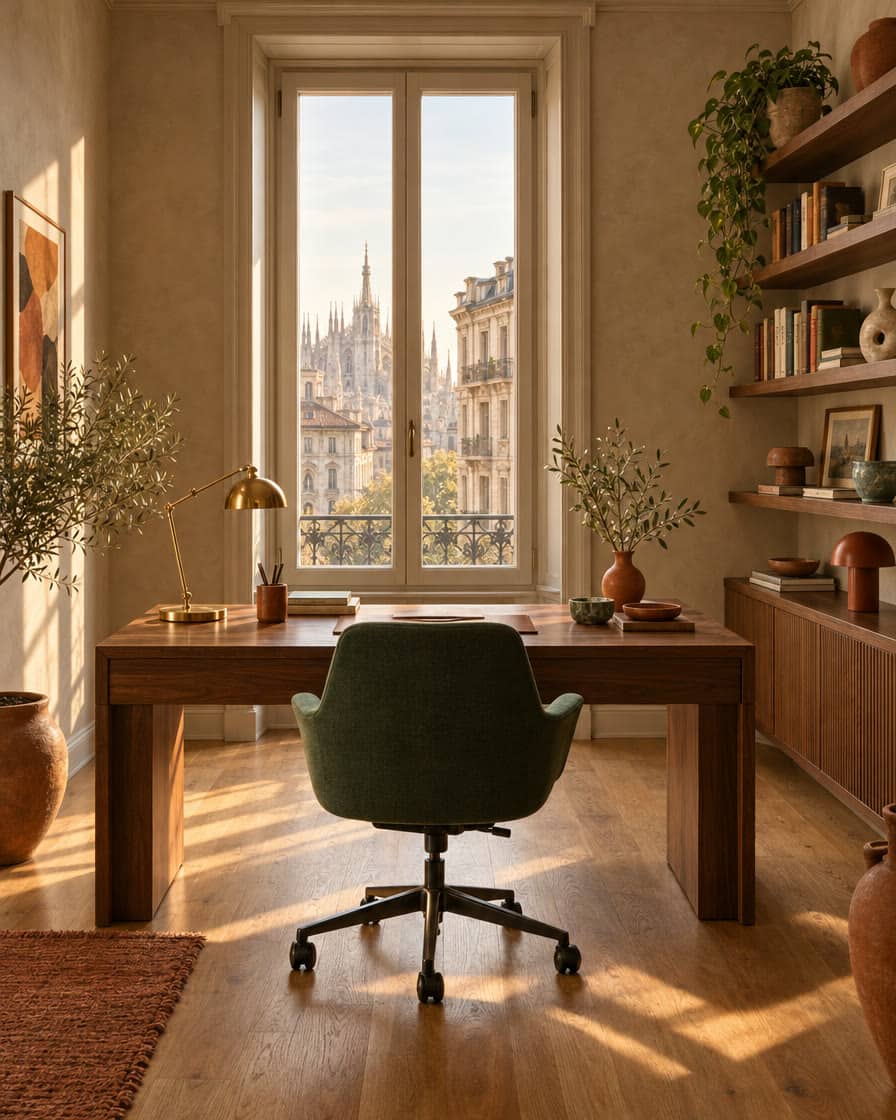 Studio e ufficio in casa arredato: scrivanie, sedie da ufficio e sedie gaming