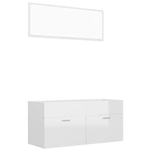 vidaXL Set Mobili da Bagno 2 pz Bianco Lucido in Truciolato