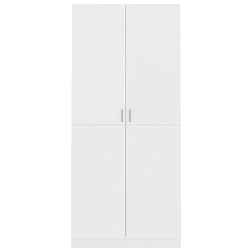 Montloxs Armadio a 2 Ante, Mensola Grande con Barra Appendiabiti, mobili per Camera da Letto, 90x52x200 cm, Bianca
