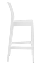 Sgabello Bar Maya Impilabile In Polipropilene I Sgabello Outdoor Con Schienale I Sedia Sgabello Alta In Plastica Alt. 75 CM, Colore:bianco