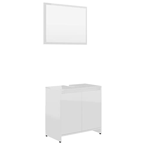 Set di mobili da bagno, colore: bianco lucido