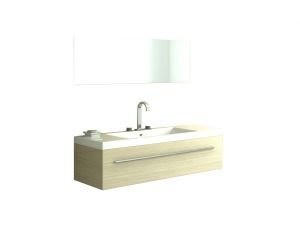 Jet-line, mobile da bagno, lavabo in legno chiaro, mobile da bagno