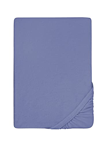 Biberna 0012344 Lenzuolo Frottee-Stretch (Altezza Materasso max. 22 cm) 1X 180X200 cm > 200X200 cm, Blu