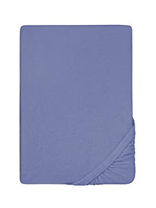 Biberna 0012344 Lenzuolo Frottee-Stretch (Altezza Materasso max. 22 cm) 1X 180X200 cm > 200X200 cm, Blu