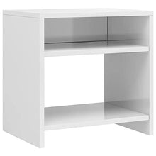 vidaXL Comodino con Ripiano e Vano a Giorno Classico Elegante Versatile Armadietto Notte Tavolino Salotto Bianco Lucido in Truciolato