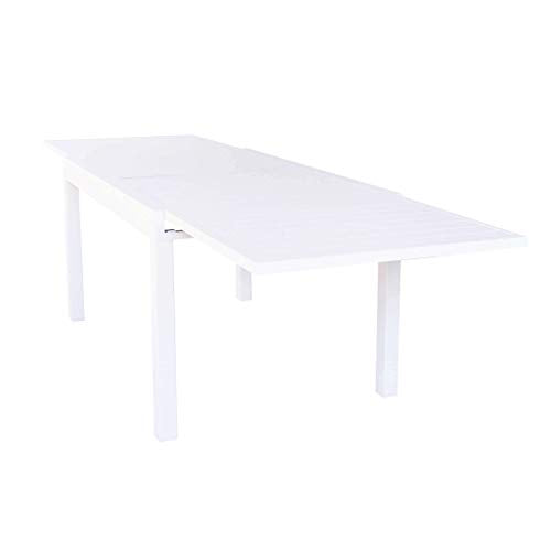 Milani Home s.r.l.s. Tavolo Rettangolare Allungabile in Alluminio da Esterno Giardino, per Ristorante Albergo di Design, Cm 135/270 X 90 X 75 H Colore Bianco