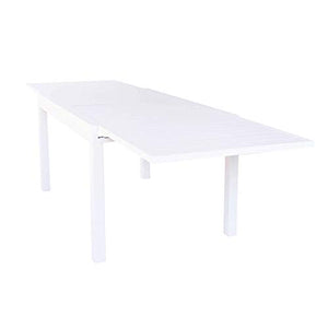 Milani Home s.r.l.s. Tavolo Rettangolare Allungabile in Alluminio da Esterno Giardino, per Ristorante Albergo di Design, Cm 135/270 X 90 X 75 H Colore Bianco