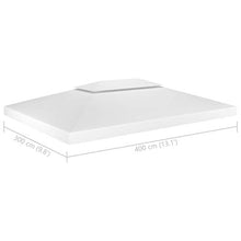 vidaXL Gazebo impermeabile a 2 livelli, per feste e giardino, copertura di ricambio per tetto, 310 g/m², 4 x 3 m, colore bianco