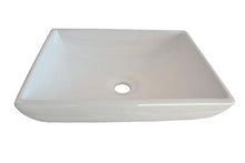 warenplus2014 Lavandino in ceramica bianca rettangolare con inserto in ceramica, 43 x 33 cm