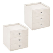 mDesign Mini cassettiera da appoggio — Cassettiera da Ufficio per cancelleria — Pratico portaminuterie da Tenere sulla scrivania — Set da 2 — Crema/Trasparente