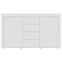GOTOTOP Credenza in truciolato con 2 ante e 4 cassetti, armadio ausiliario moderno per corridoio, soggiorno, camera da letto, 120 x 36 x 69 cm, bianco