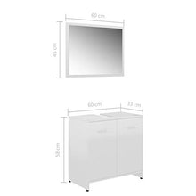 Festnight Set Mobili da Bagno Bianco Lucido in Truciolato,con 1 Scomparto e 2 Ante