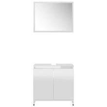 Irfora 3 pz Set Mobili da Bagno, Mobiletto Bagno, Specchio Bagno, in Truciolato Bianco Lucido