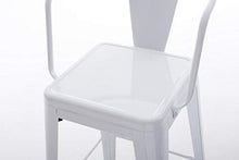 CLP Sgabello Industrial in Metallo Vasbro I Sgabello Bar con Schienale E Poggiapiedi I Sgabello Cucina Alt. Seduta 77 CM, Colore:Bianco