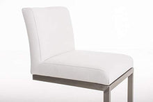CLP Sgabello Alto in Acciaio Inox Paros in Stoffa I Sgabello Bar Imbottito Alt. 77 CM I Sedia Cucina Design con Schienale, Colore:Bianco