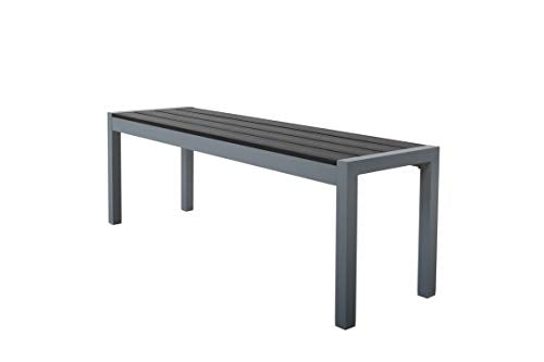 Strandgut - Panchina da giardino in legno con struttura in alluminio e piano in polywood grigio/nero