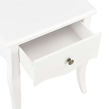SKM Comodino Bianco 40x30x50 cm in Legno Massello di Pino
