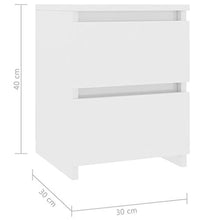 Festnight Comodini Bianchi Lucidi in Truciolato 2 pz 30x30x40 cm