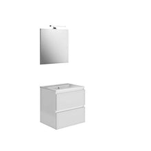 Allibert Mobili da Bagno Set Sottopensile 60 cm Lavabo Lavandino Specchio senza Maniglie