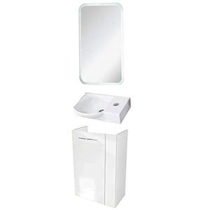 Fackelmann – Set di mobili da Bagno vadea Ospiti WC 3 Pezzi 45 cm Bianco con mobiletto da Bagno & Ceramica Bacino & LED Specchio Element