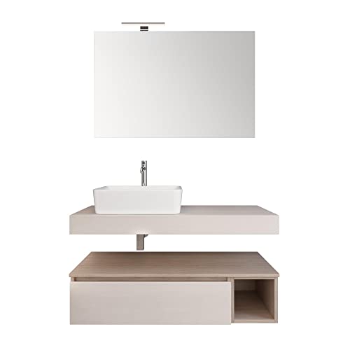 bonussi Mobile Bagno Sospeso 110 cm Lavabo Specchio e 1 Cassettone Ansel