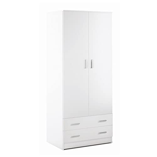 Armadio 2 ante 2 cassetti H182 L77 P52 Cm colore Bianco Liscio 456k