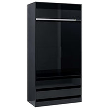 vidaXL Armadio Aperto con Cassetti e Scomparto con Appendiabiti Robusto Classico Elegante Guardaroba Nero Lucido 100x50x200 cm in Truciolato