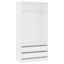 Cikonielf Armadio Aperto Camera da Letto con 2 Cassetti 1 Ampio Scomparto con Asta per Appendere i Vestiti 100 x 50 x 200 cm Bianco lucido