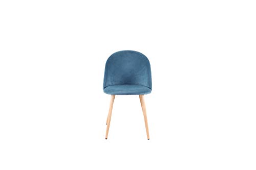 Sweethome - Set di 2 sedie da pranzo in velluto per il tempo libero e il tempo libero, sedie imbottite in metallo, per soggiorno (blu)