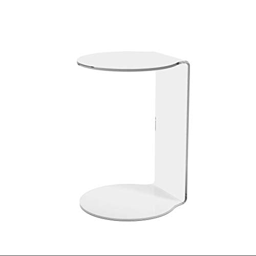 LuceSolida - 'Round Tower' Tavolino in Plexiglass Lato Divano Tondo Forma di C Trasparente da Salotto (L30xP30xH60)