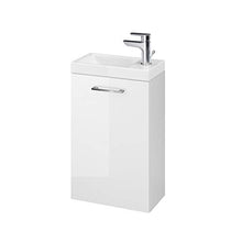 VBChome Das Lara Set 40 cm Bianco Lavabo Mobile da bagno in Bianco Lucido Superficie Piccolo Bagno degli ospiti Composto da Lavabo e Lavabo Sottile Mobili da Bagno per ospiti WC