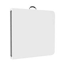Todeco - Tavolo Portatile Pieghevole, Tavolo Trasportabile - Materiale: HDPE - Carico Massimo: 100 kg - 122 x 61 cm, Bianco, Pieghevole a metà
