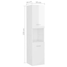 vidaXL Armadio da Bagno Bianco Lucido 30x30x130 cm in Truciolato