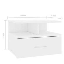 Festnight Comodino Pensile Camera da Letto Truciolato,Comodino Sospeso,Comodini Bianchi,Mensola Comodino,Comodini Sospesi Camera da Letto,Comodini Moderni,Mensole con Cassetto da Parete 40x31x27 cm
