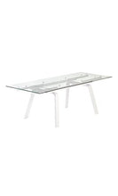 CAMINO A CASA – Tavolo da Pranzo 160 – 240 cm Legno Bianco e Vetro Moon