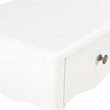 SKM Comodino Bianco 40x30x50 cm in Legno Massello di Pino