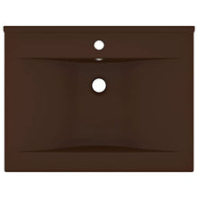 vidaXL Lavabo con Foro Rubinetto Lavello per Bagno Lavabo per Toilette Sanitari Prodotti per Bagno Vaschetta Marrone Scuro Opaco 60x46cm Ceramica