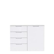 Meubletmoi - Cassettiera Dressing, 1 ante, 4 cassetti, design moderno contemporaneo, colore: Bianco
