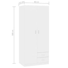 Festnight Armadio Multiuso Bianco Lucido con 2 Ante e 2 Cassetti 80x52x180 cm in Truciolato