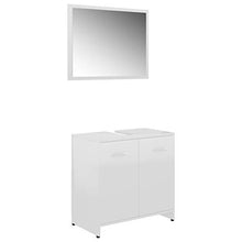 Festnight Set Mobili da Bagno Bianco Lucido in Truciolato,con 1 Scomparto e 2 Ante