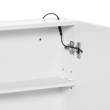 homcom Armadietto Pensile da Bagno con 1 Anta, Specchio e Luci a LED | 2 Ripiani Interni | MDF Bianco (60 x 50 x 15cm)