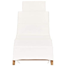 Tidyard Lettino Prendisole da Giardino Pieghevoli con Cuscino in Legno massello Teak,Lettino Prendi Sole da Esterno,Lettino da Sole Reclinabile,175 x 50 x 55 cm Bianco Crema/Grigio Scuro