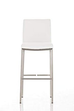 CLP Sgabello Alto Bar Freeport In Similpelle I Sedia Sgabello Design Bancone Imbottito In Acciaio Inox Alt. 76 CM, Colore:bianco